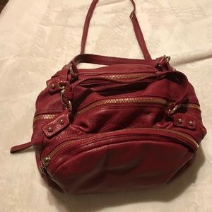 Red Pebbled Leather Italian Handbag